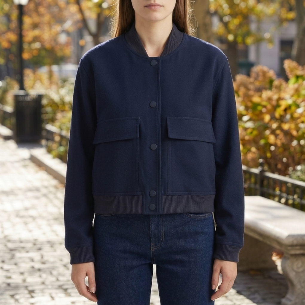 Cropped Casual Bomberjacka för Kvinnor