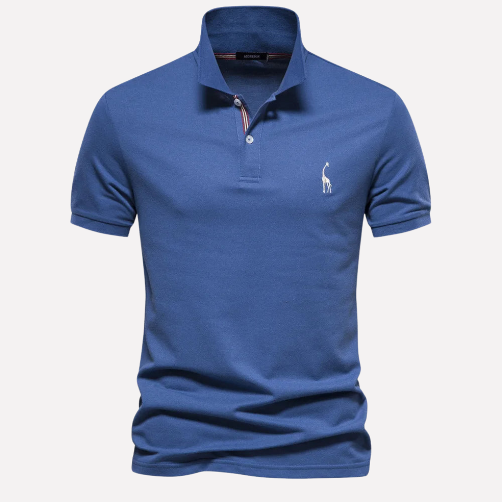 Luxe Cotton Polo för män med hjortbrodyr