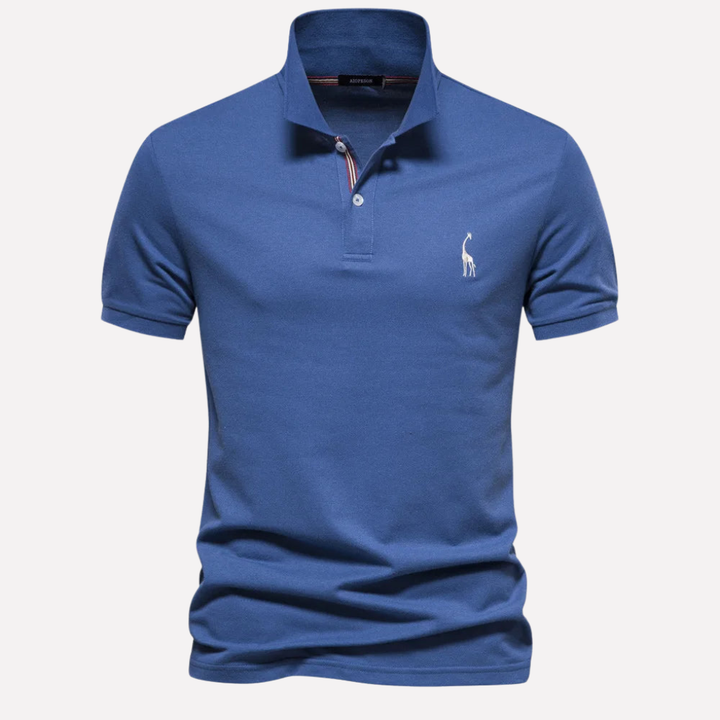 Luxe Cotton Polo för män med hjortbrodyr