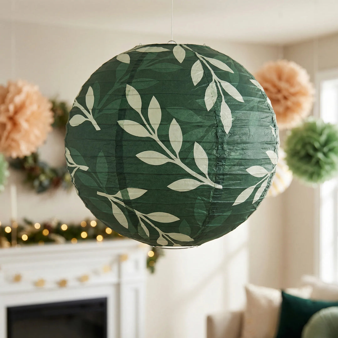 Festara - Hanging Paper Lantern And Pom-Pom Set