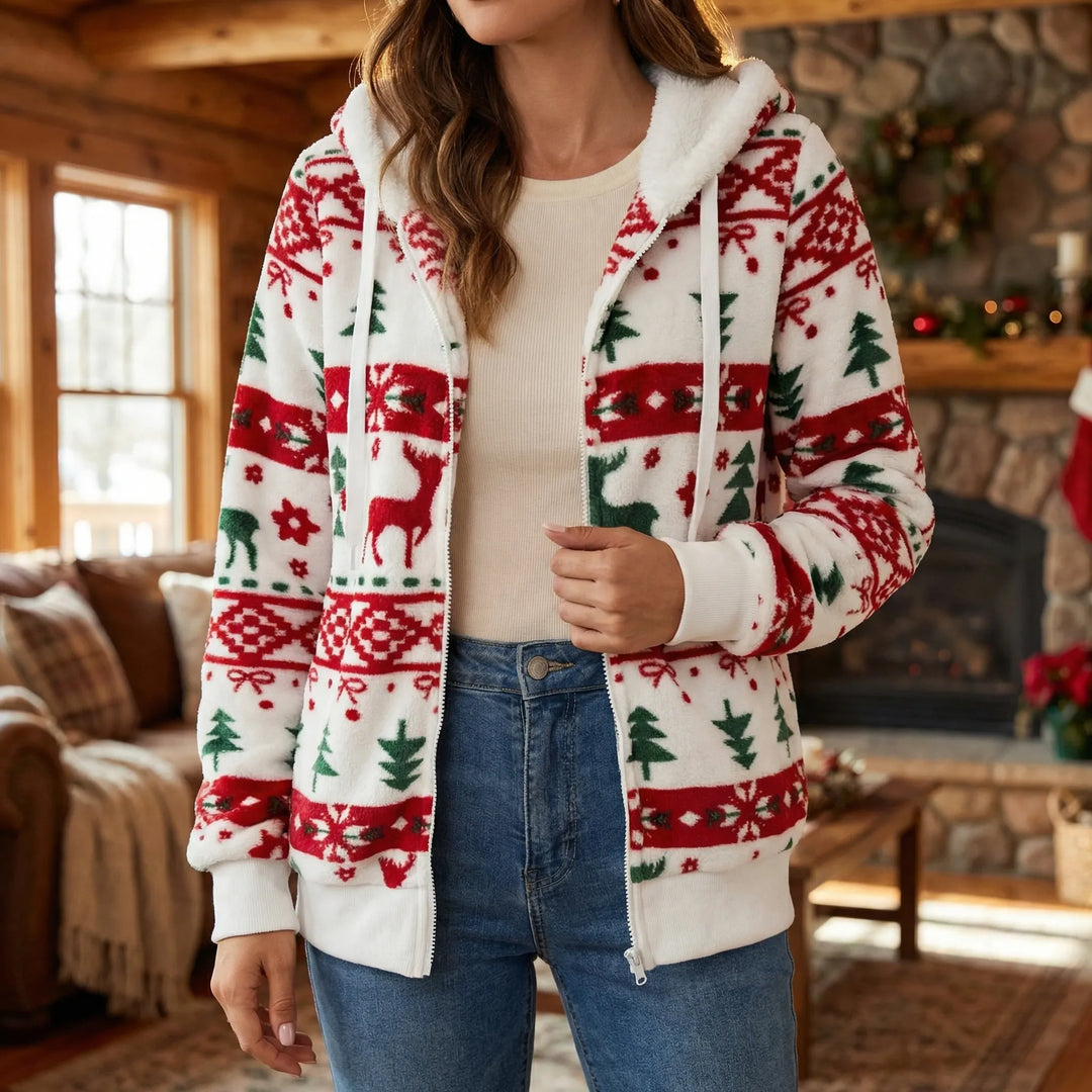 Festivra - Zip-Up Hooded Holiday Jacket