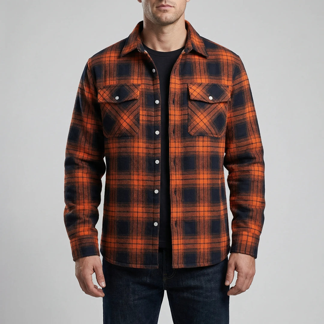 Flandrex - Fleece-Lined Plaid Shirt Jacket For Men