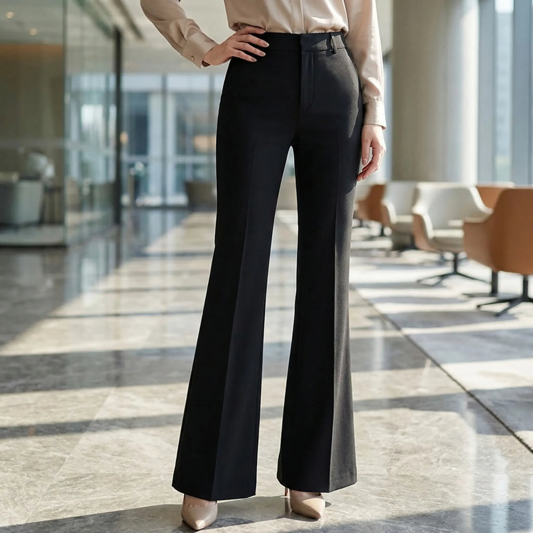 Flarova - High Waist Slim Fit Flared Trousers