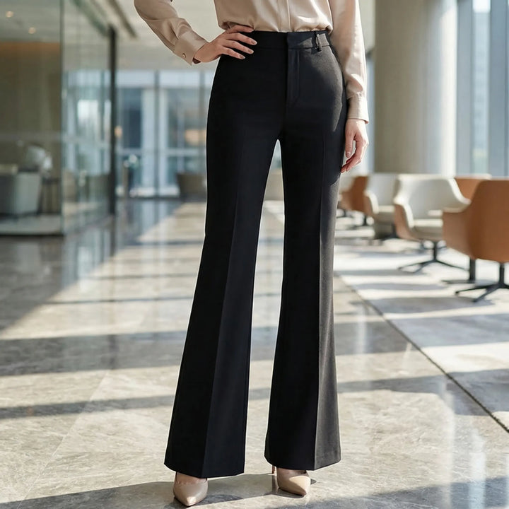 Flarova - High Waist Slim Fit Flared Trousers
