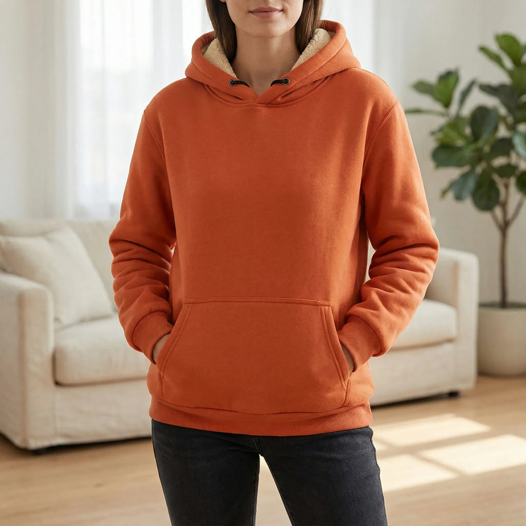 Flecerna - Fleece-Lined Pullover Hoodie For Women