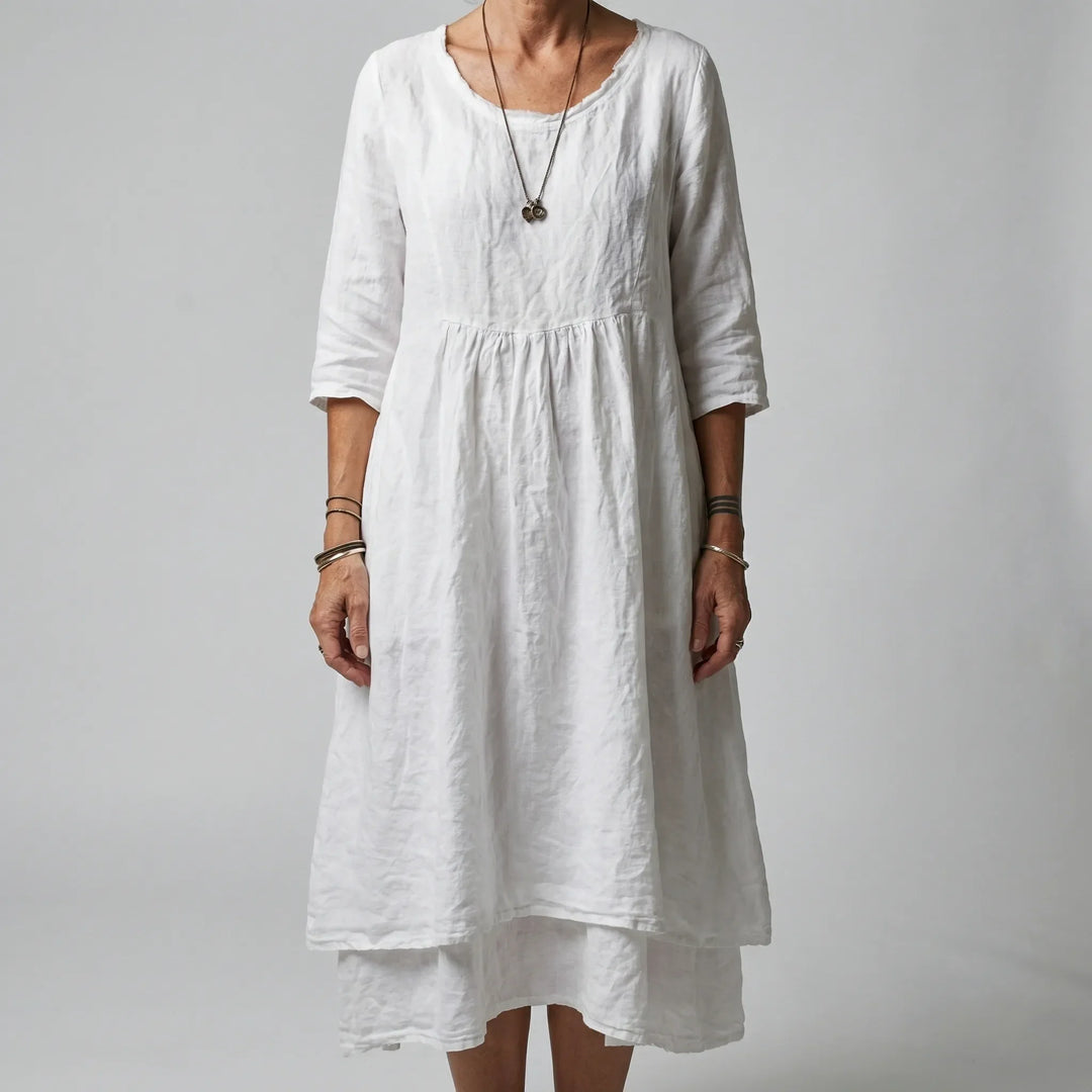 Fleurwyn - Relaxed Waist-Seam Midi Dress