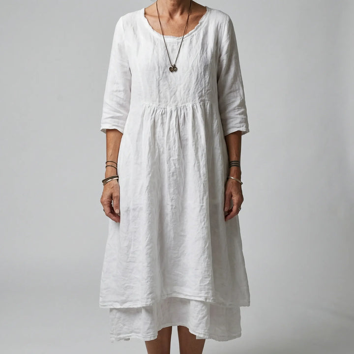 Fleurwyn - Relaxed Waist-Seam Midi Dress