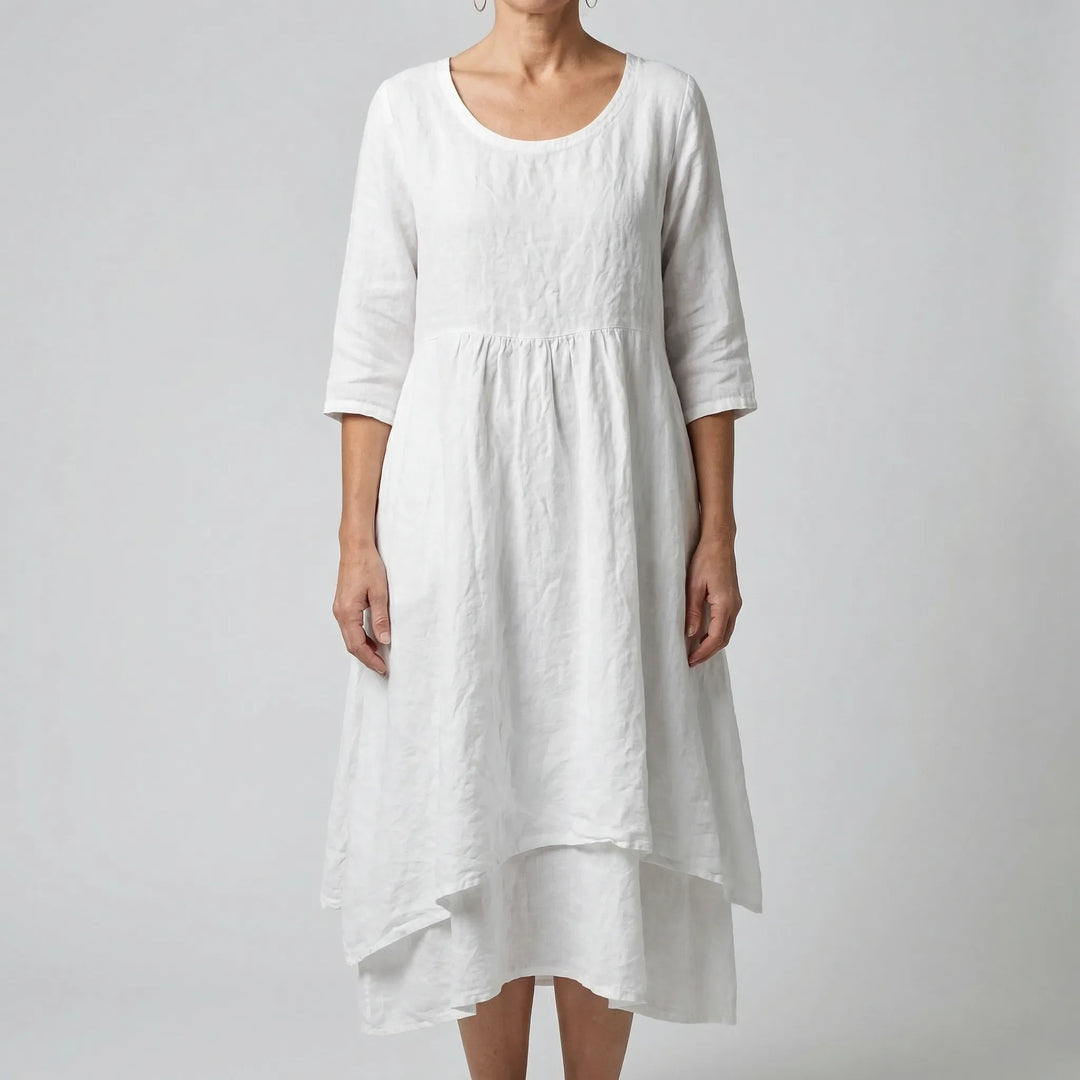 Fleurwyn - Relaxed Waist-Seam Midi Dress