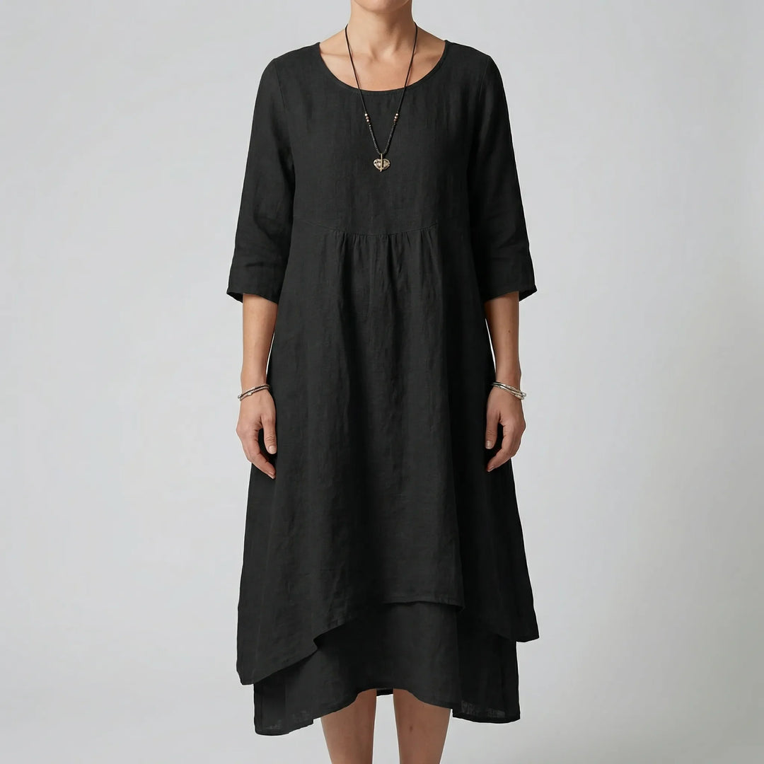 Fleurwyn - Relaxed Waist-Seam Midi Dress
