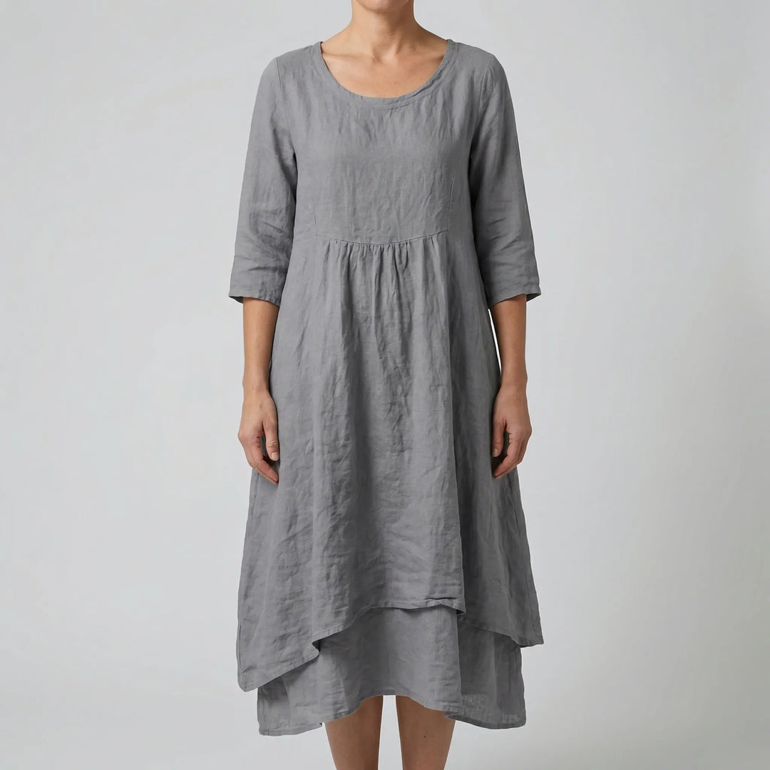 Fleurwyn - Relaxed Waist-Seam Midi Dress