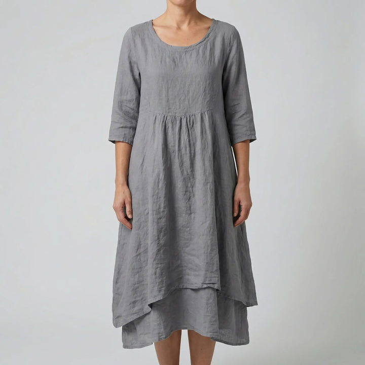 Fleurwyn - Relaxed Waist-Seam Midi Dress