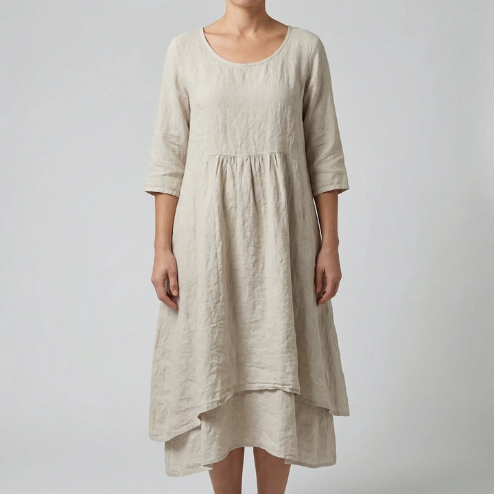 Fleurwyn - Relaxed Waist-Seam Midi Dress