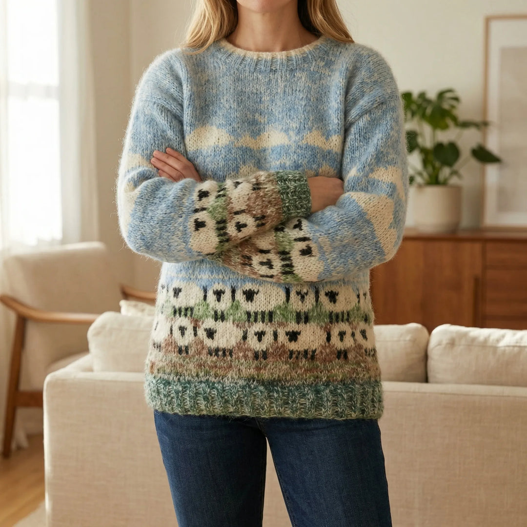 Flocksy - Relaxed Fit Sheep Print Pullover