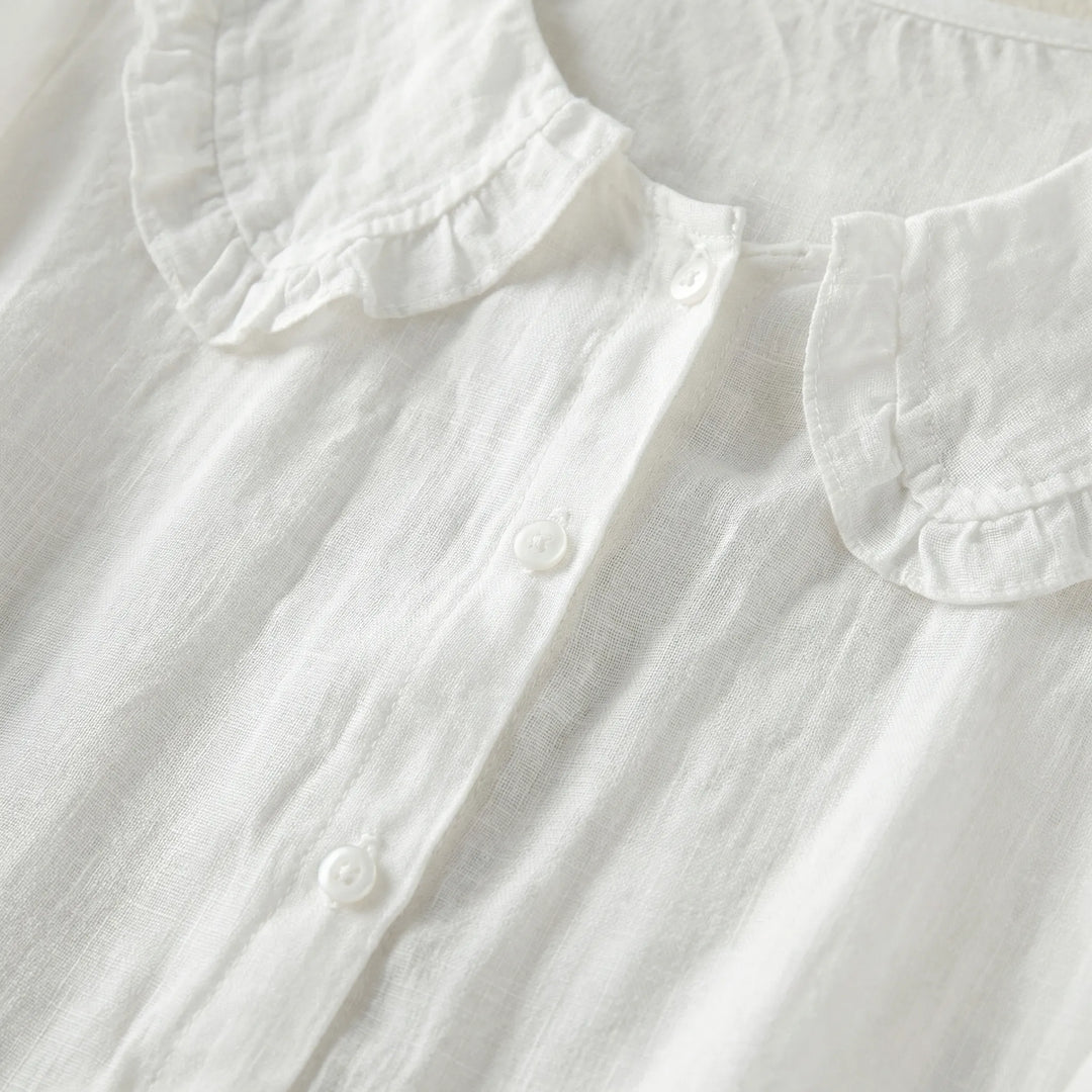 Floravelle - Loose-Fit Ruffle Collar Blouse
