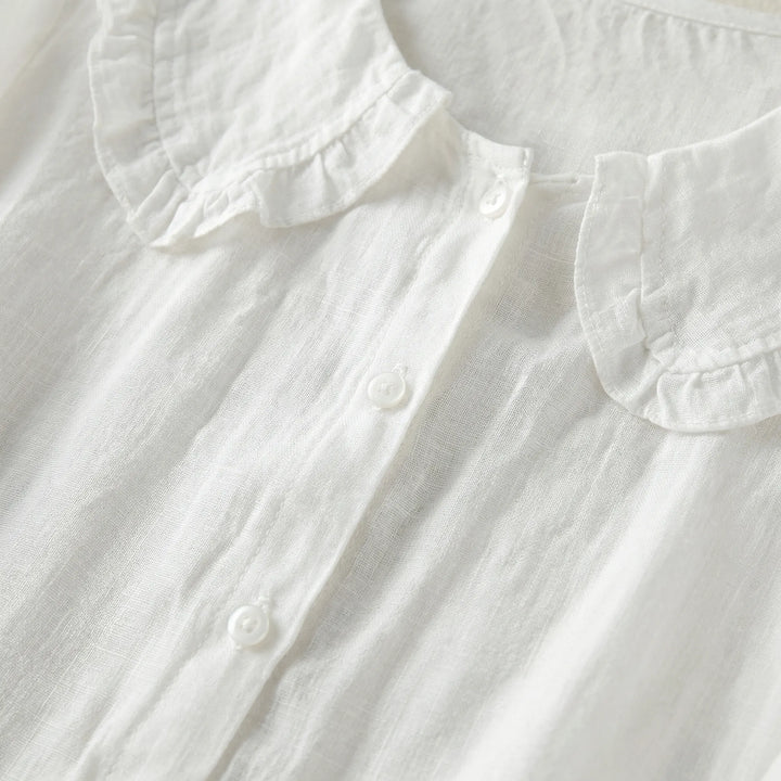 Floravelle - Loose-Fit Ruffle Collar Blouse