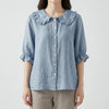 Loose-Fit Ruffle Collar Blus