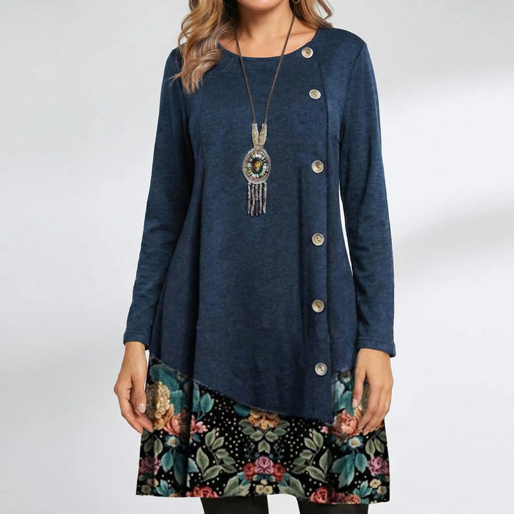 Floraven - Long Sleeve Floral Hem Mini Dress