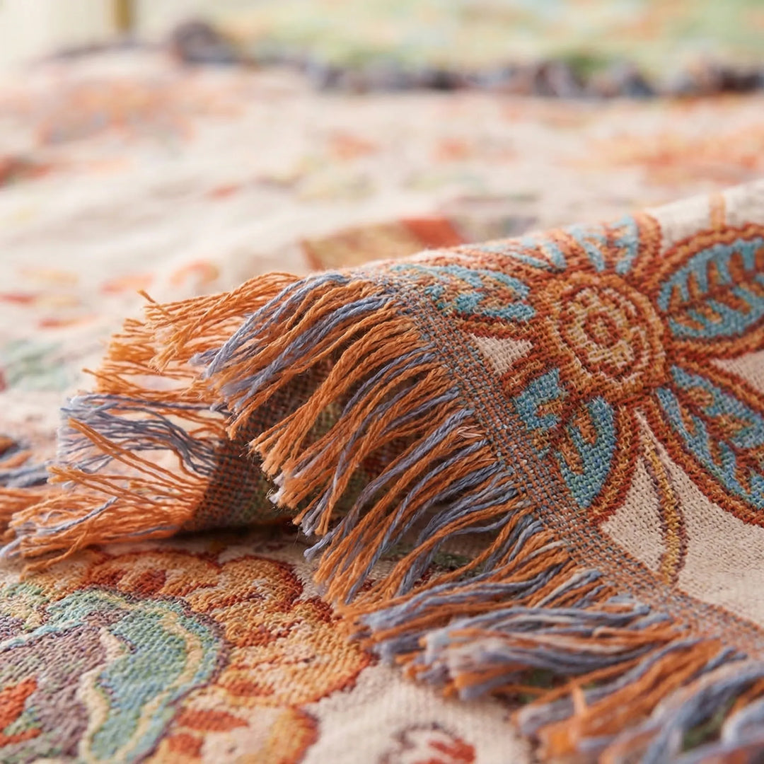Floravio - Rustic Floral Tassel Throw Blanket