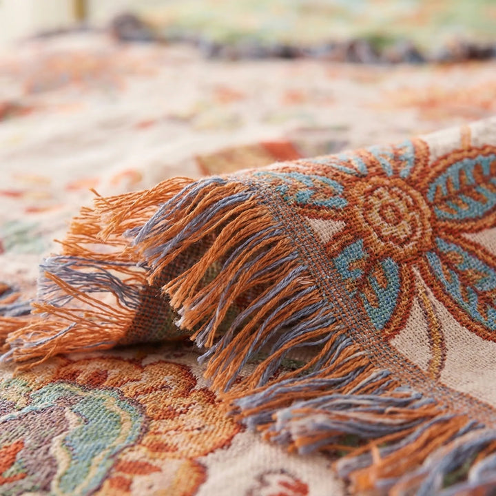 Floravio - Rustic Floral Tassel Throw Blanket