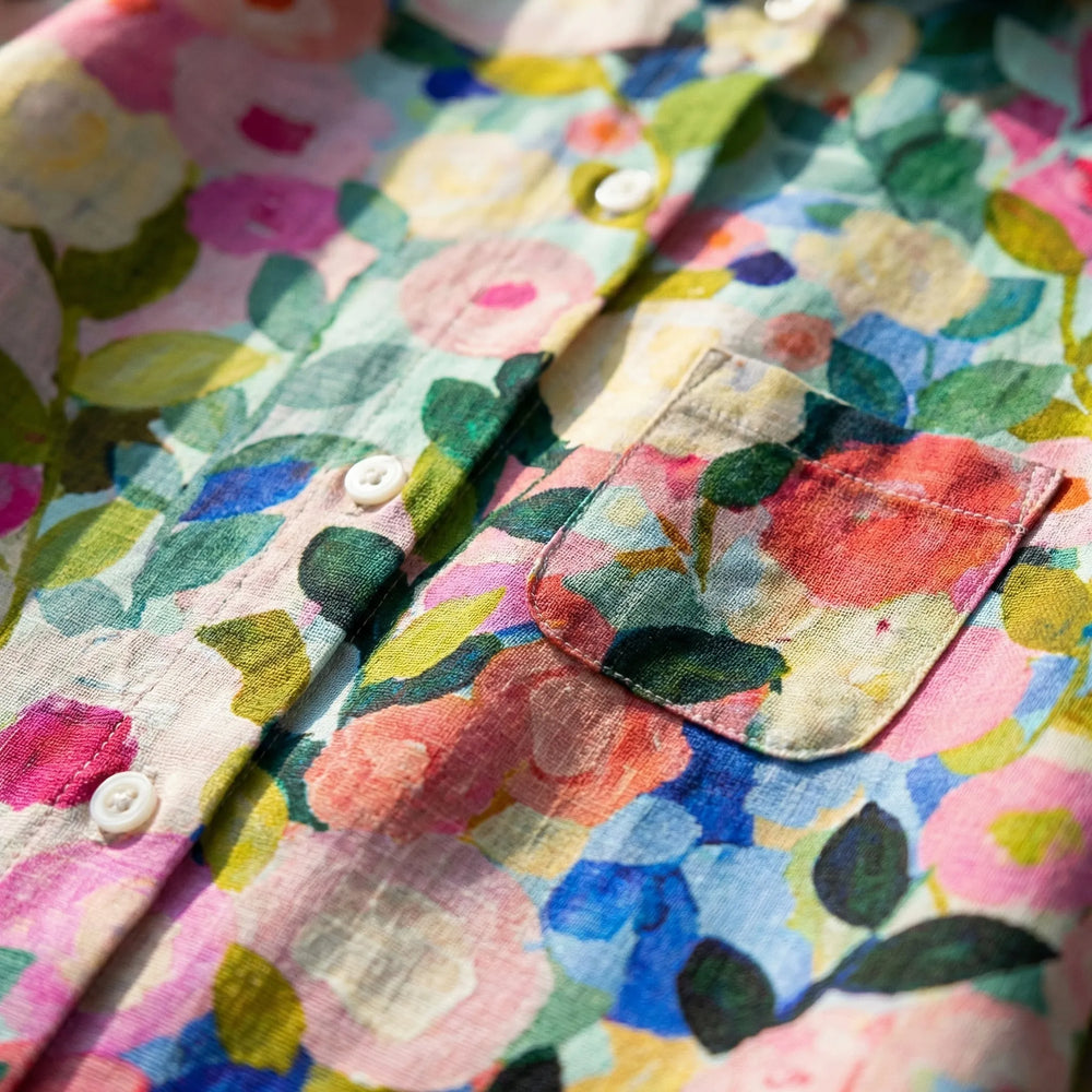 Florenzia - Long-Sleeve Floral Button-Front Blouse