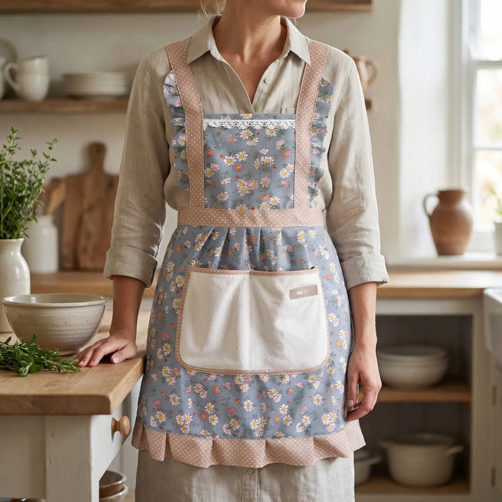 Florette - Floral Print Full-Coverage Kitchen Apron