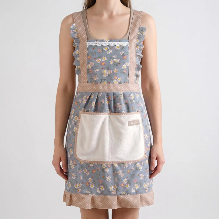 Florette - Floral Print Full-Coverage Kitchen Apron