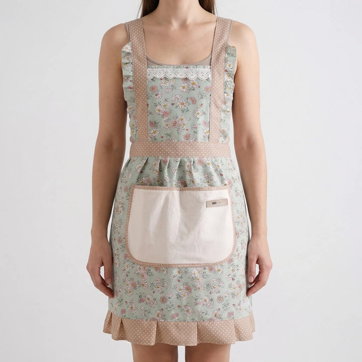 Florette - Floral Print Full-Coverage Kitchen Apron