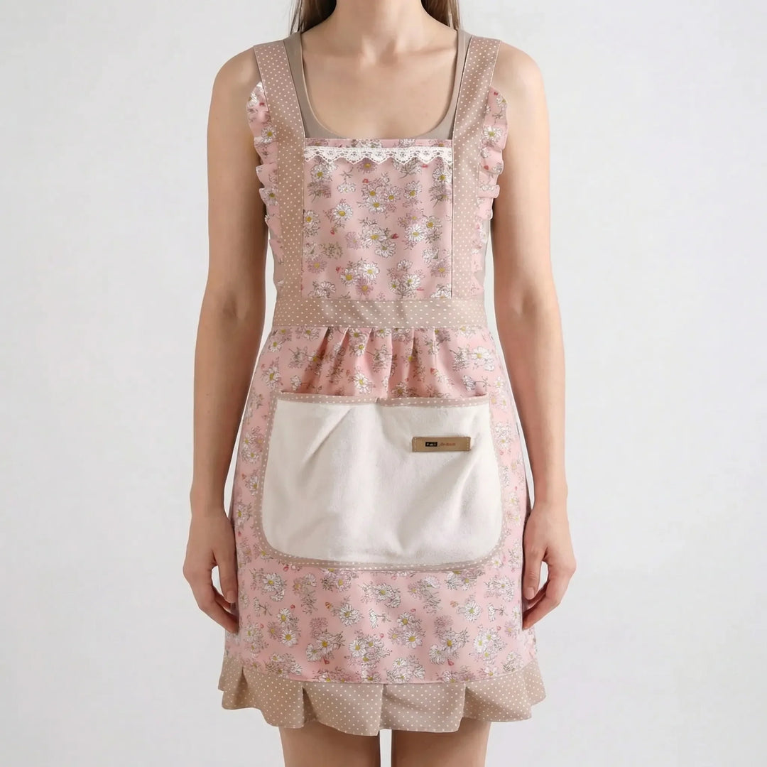 Florette - Floral Print Full-Coverage Kitchen Apron