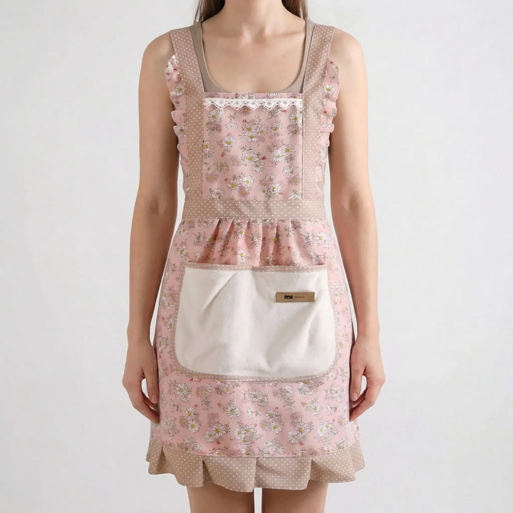 Florette - Floral Print Full-Coverage Kitchen Apron