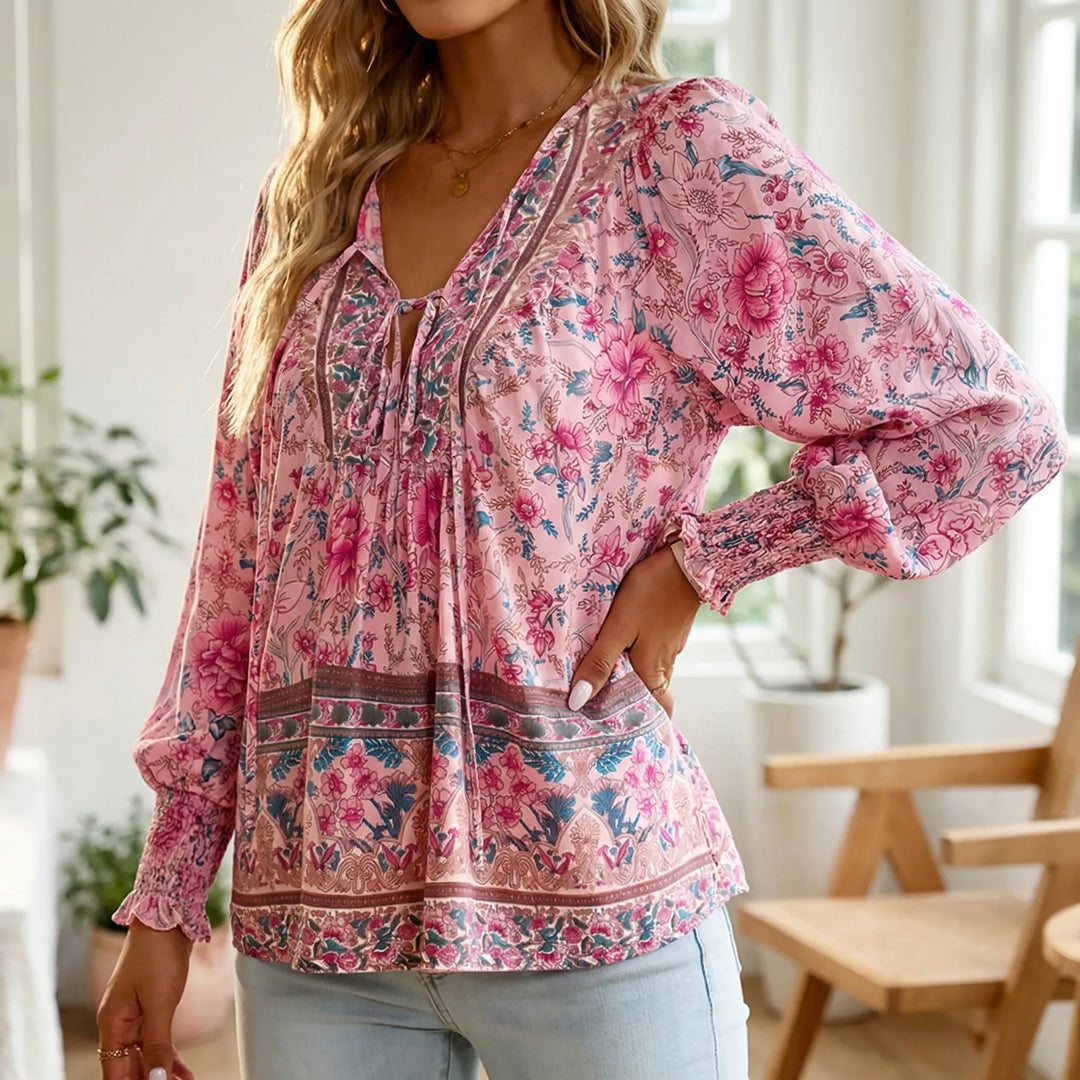 Florindra - Floral Print Boho Blouse