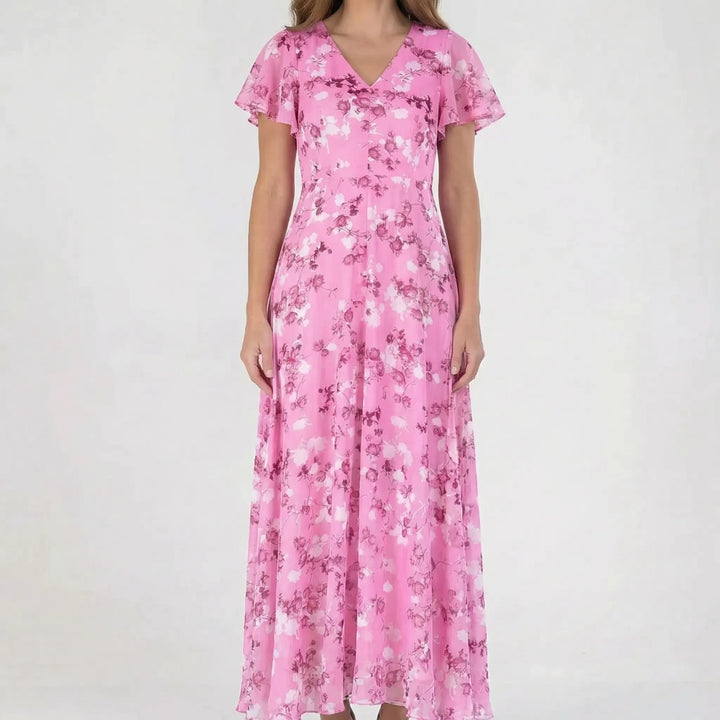 Florvelle - Floral Print Butterfly Sleeve Maxi Dress