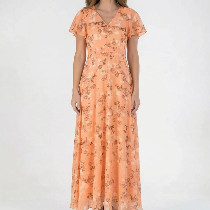 Florvelle - Floral Print Butterfly Sleeve Maxi Dress