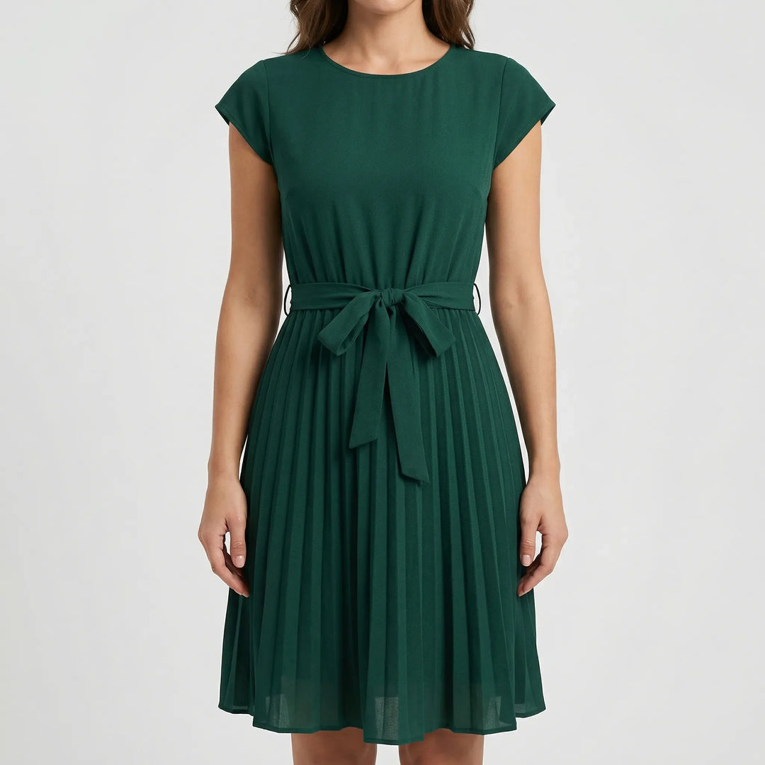 Florvene - Short-Sleeve Pleated Midi Dress