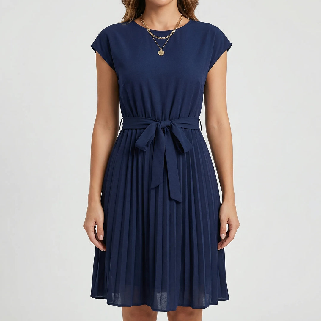 Florvene - Short-Sleeve Pleated Midi Dress