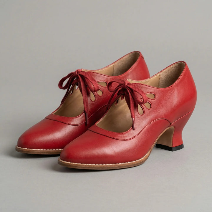Flourette - Low-Heel Lace-Up Cutout Shoe
