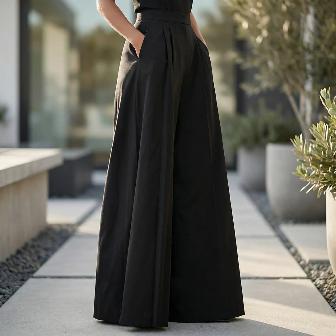 Flowana - High-Waist Flared Wide-Leg Trousers