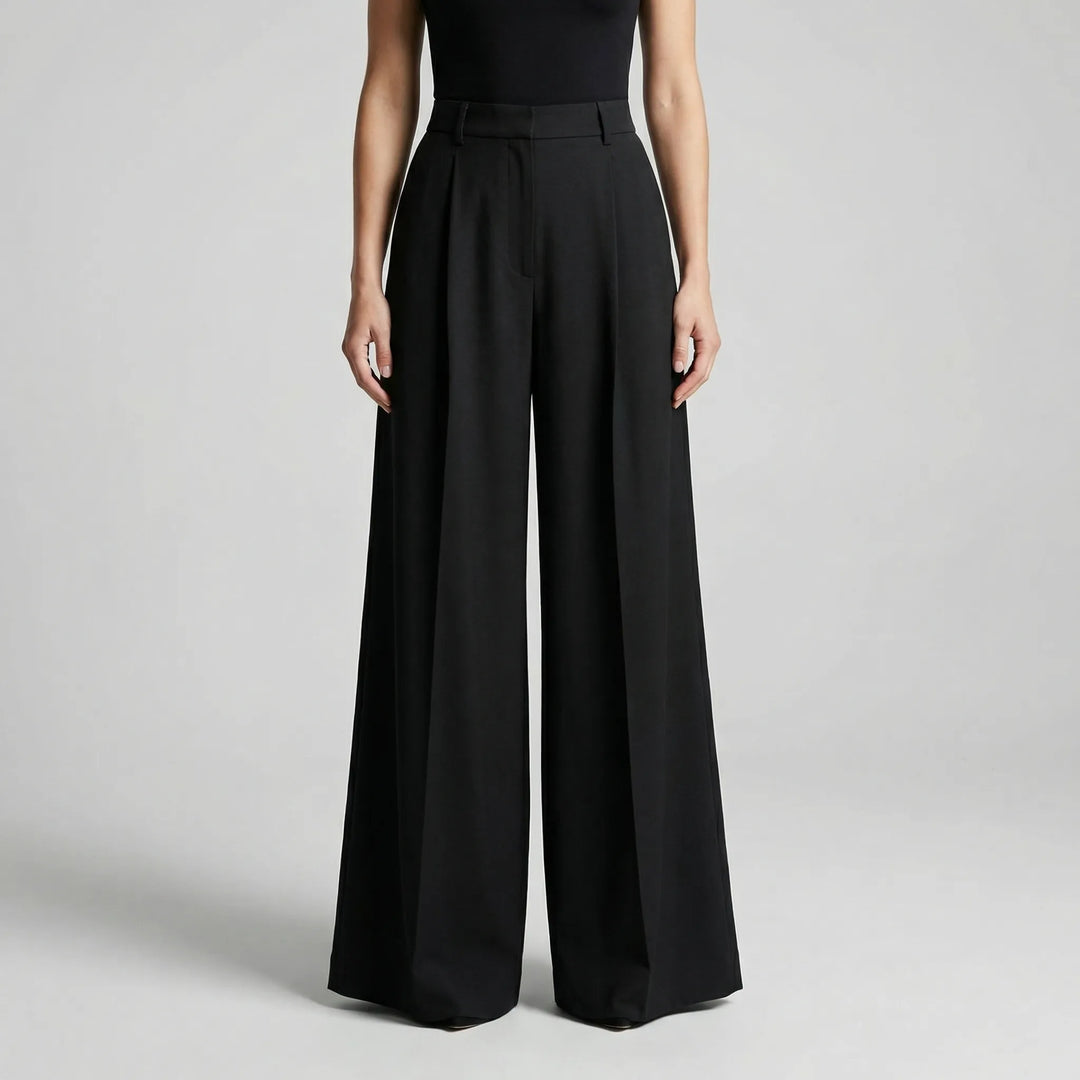 Flowana - High-Waist Flared Wide-Leg Trousers