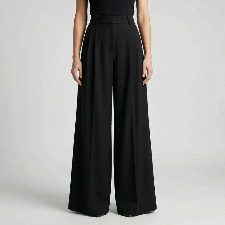 Flowana - High-Waist Flared Wide-Leg Trousers
