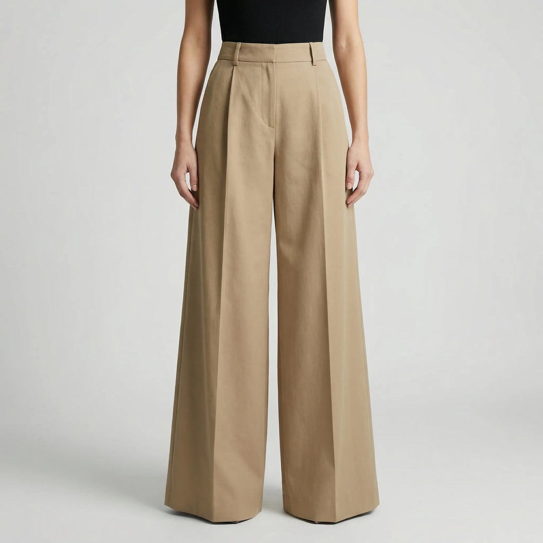 Flowana - High-Waist Flared Wide-Leg Trousers