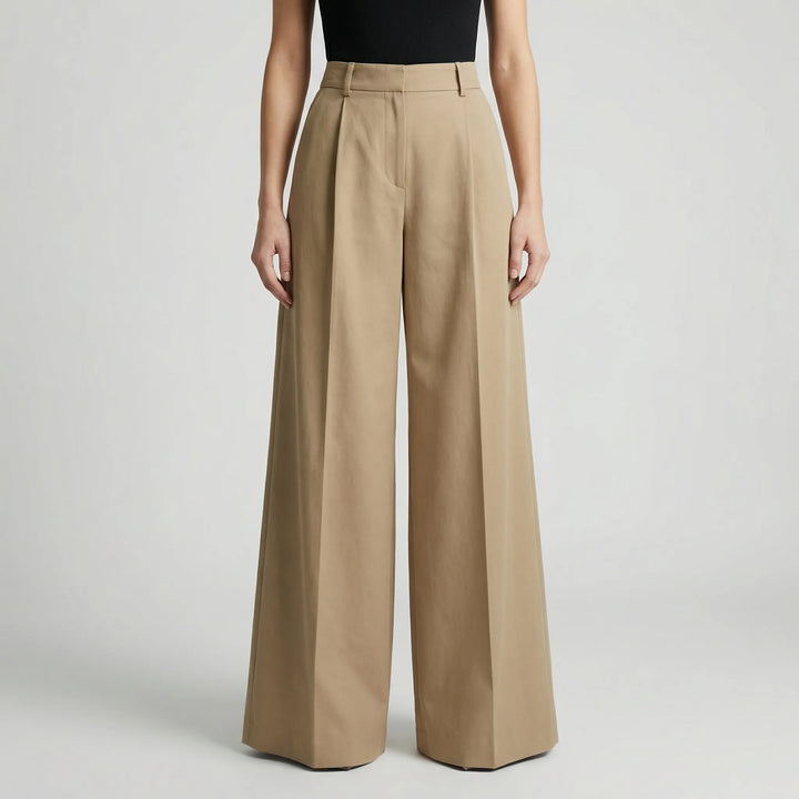 Flowana - High-Waist Flared Wide-Leg Trousers