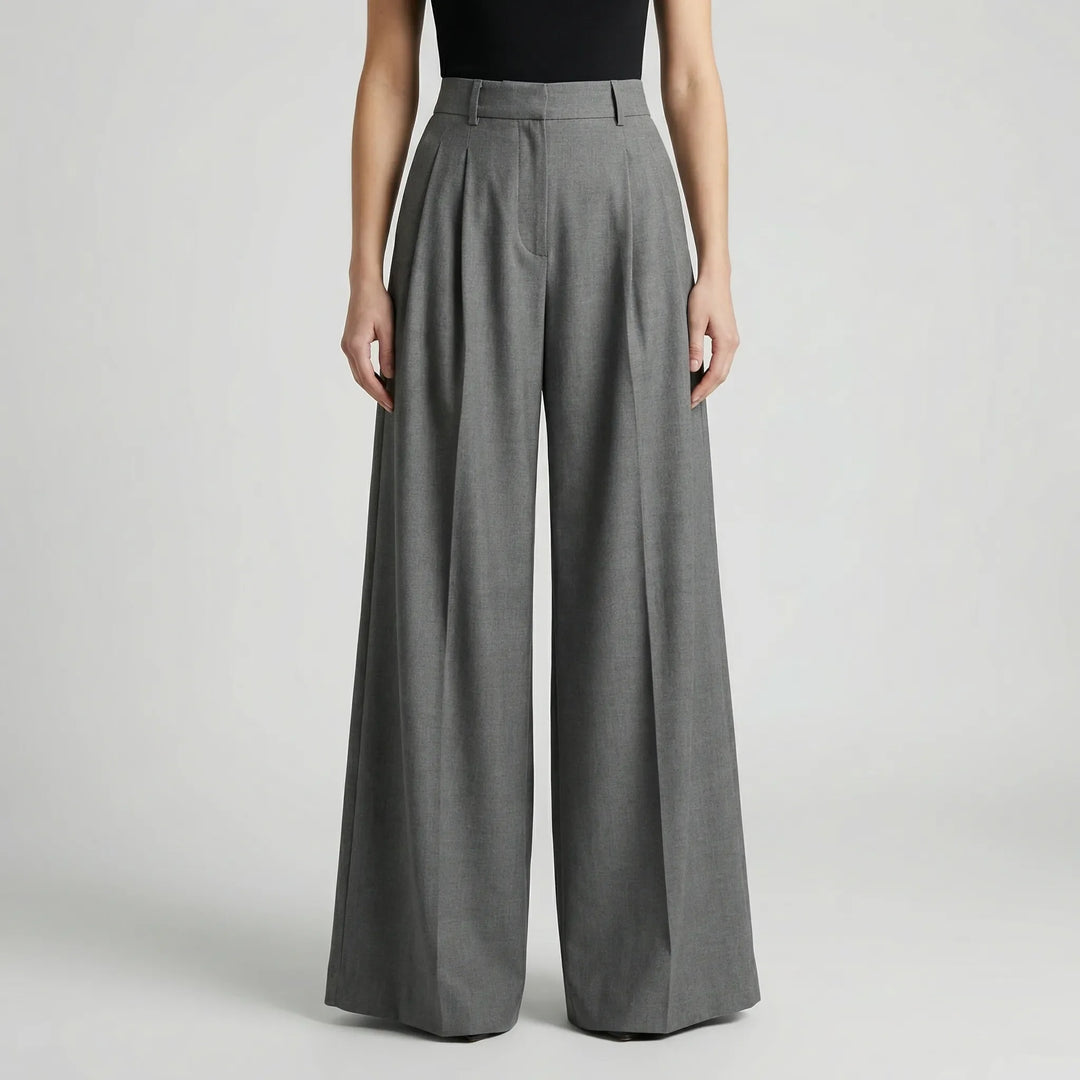 Flowana - High-Waist Flared Wide-Leg Trousers