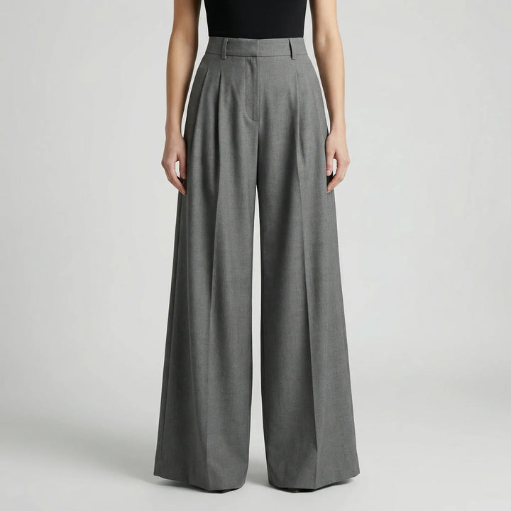 Flowana - High-Waist Flared Wide-Leg Trousers