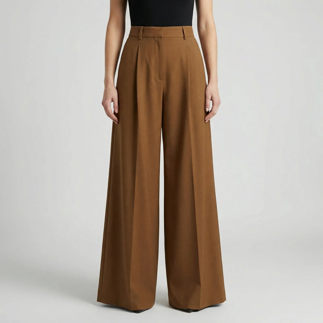 Flowana - High-Waist Flared Wide-Leg Trousers