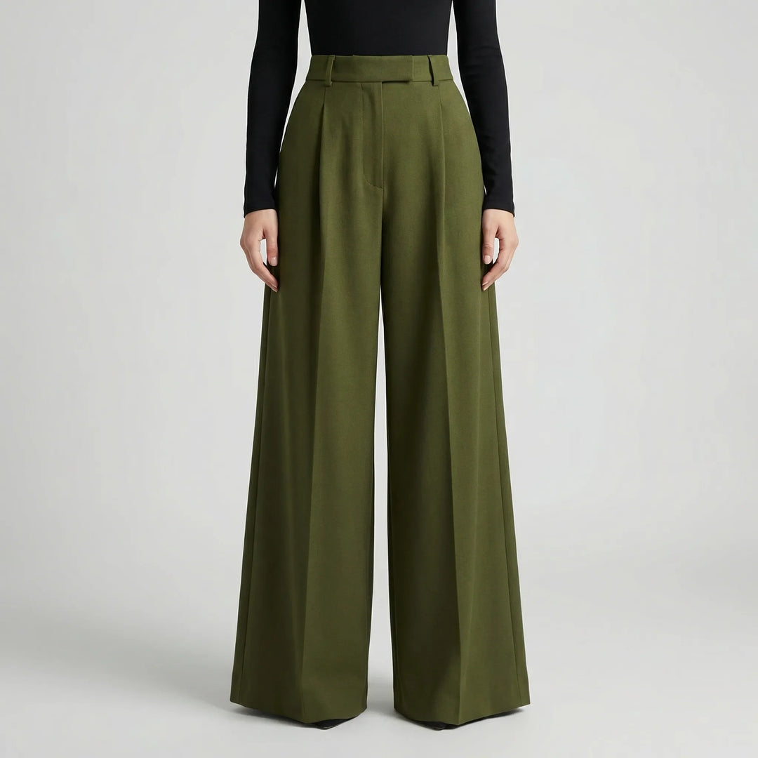 Flowana - High-Waist Flared Wide-Leg Trousers
