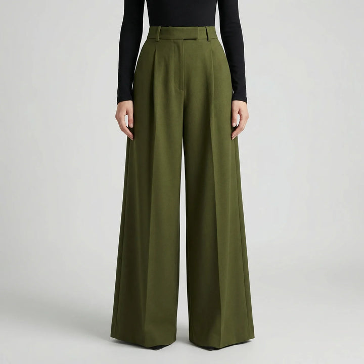Flowana - High-Waist Flared Wide-Leg Trousers