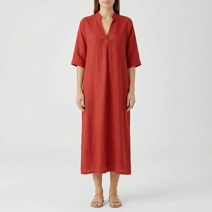 Flownix - V-Neck Relaxed Maxi Dress