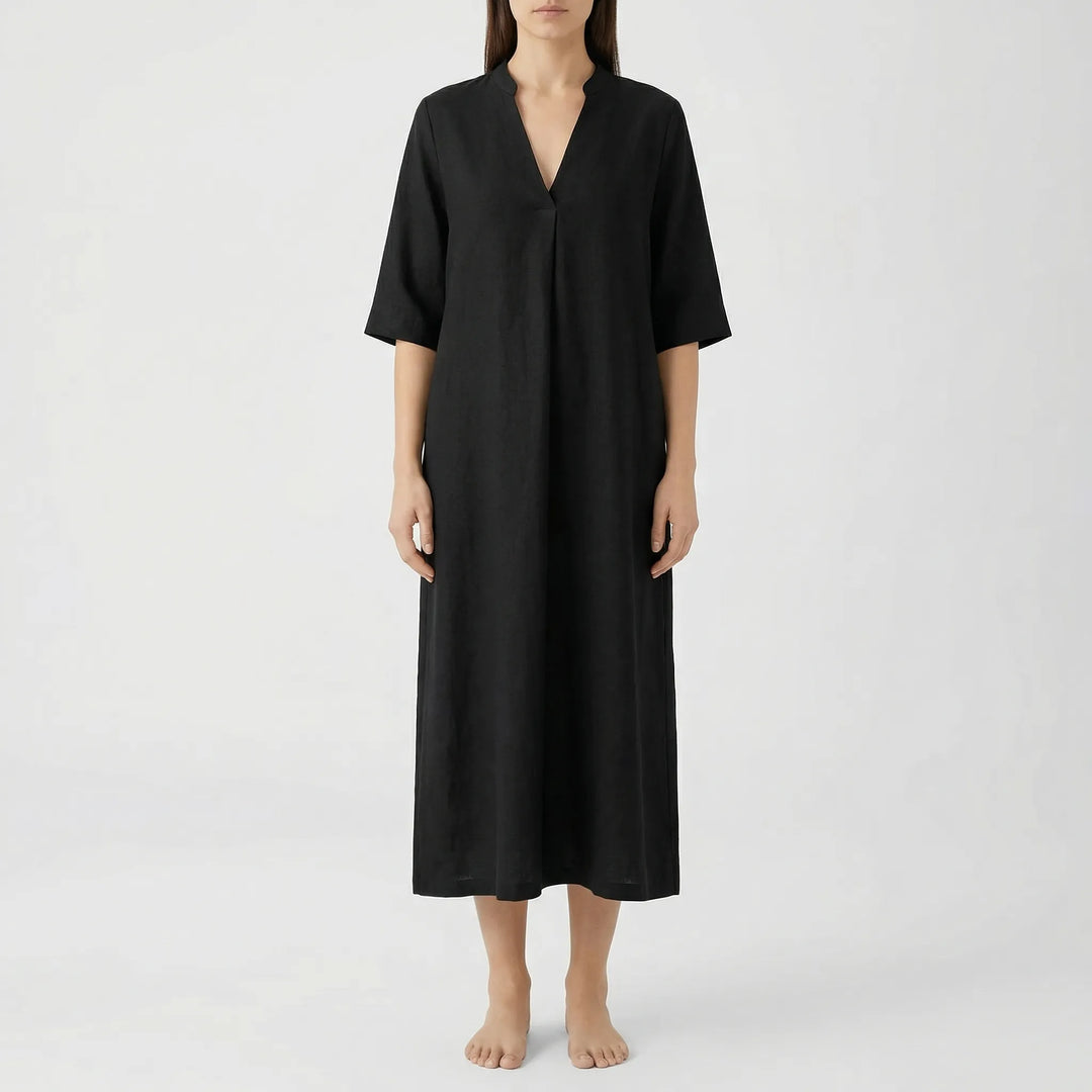 Flownix - V-Neck Relaxed Maxi Dress