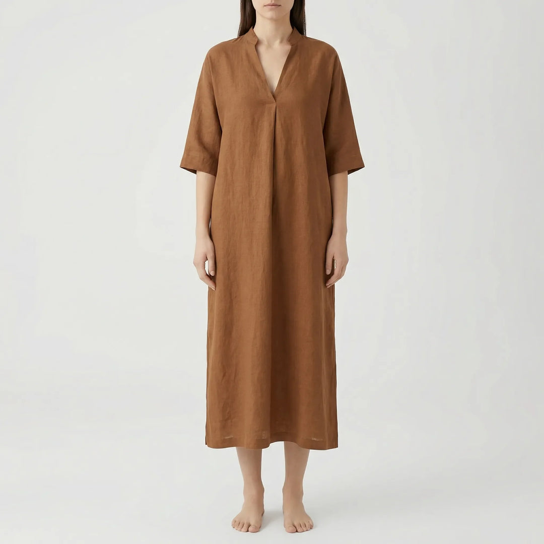 Flownix - V-Neck Relaxed Maxi Dress