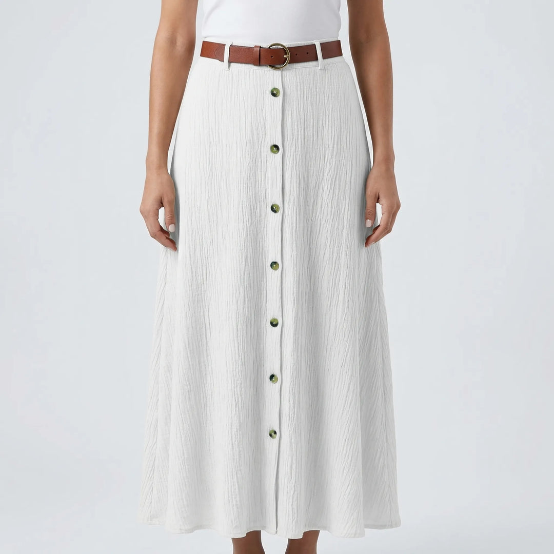 Flowvara - Long A-Line Monochrome Maxi Skirt