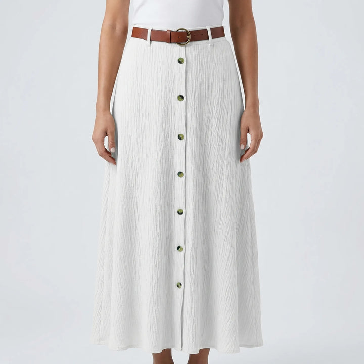 Flowvara - Long A-Line Monochrome Maxi Skirt